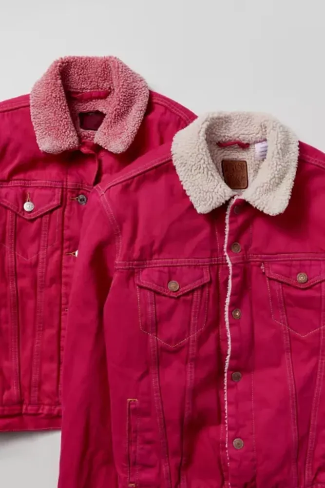 Urban Renewal Remade Overdyed Branded Fleece-Lined Denim Jacket