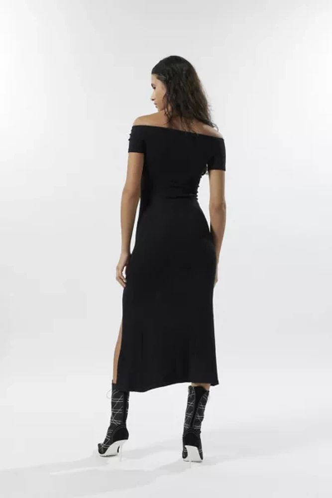 Silence + Noise Freya Off-The-Shoulder Midi Dress