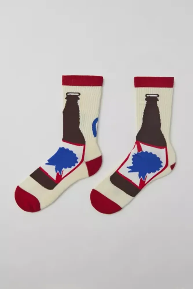 Pabst Blue Ribbon Cans Crew Sock