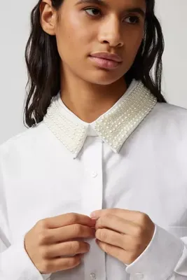 Statement Pearl Shirt Collar Necklace