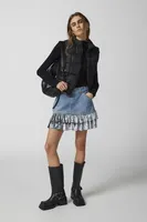 Urban Renewal Parties Remade Velvet Trim Denim Mini Skirt