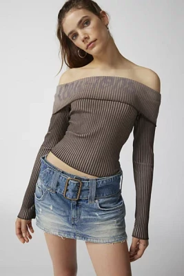 Y2K Ribbed Off-The-Shoulder Top