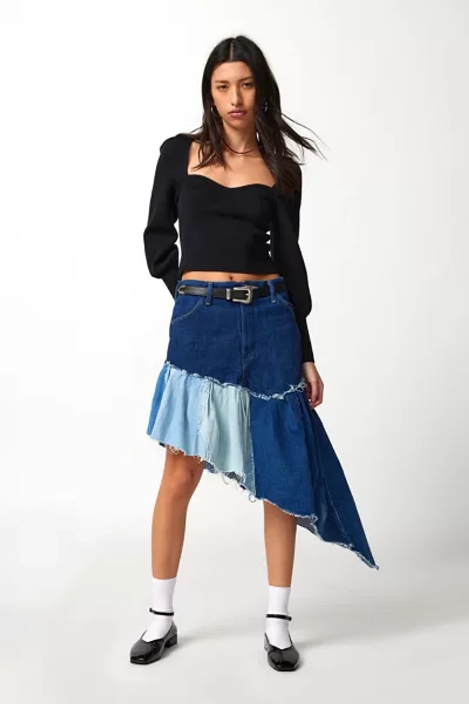 Urban Renewal Re/Creative Remade Asymmetric Denim Ruffle Skirt