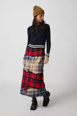 Urban Renewal Re/Creative Remade Tiered Flannel Maxi Skirt