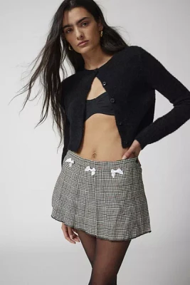 Urban Renewal Remade Bow Plaid Pleated Micro Mini Skirt
