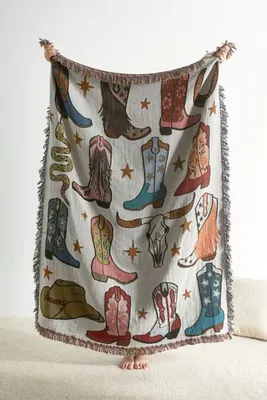 Calhoun & Co. Howdy Cowgirl Tapestry Throw Blanket