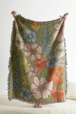 Calhoun & Co. Wild Flowers Tapestry Throw Blanket