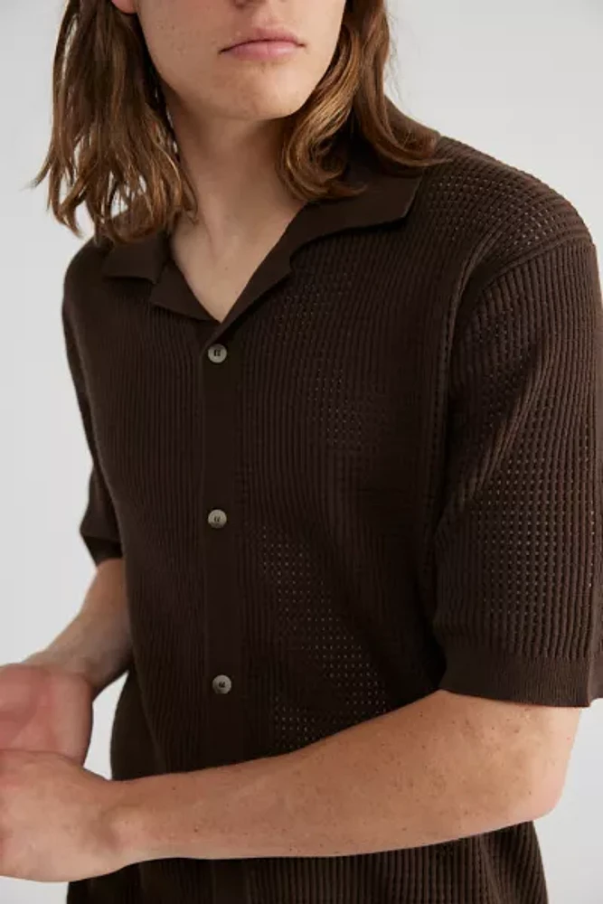 Rolla’s Bowler Grid Knit Short Sleeve Shirt