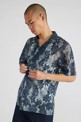 Wax London Didcot Floral Lace Short Sleeve Shirt