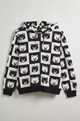 Teddy Fresh Bear Checkerboard Full Zip Hoodie Sweatshirt