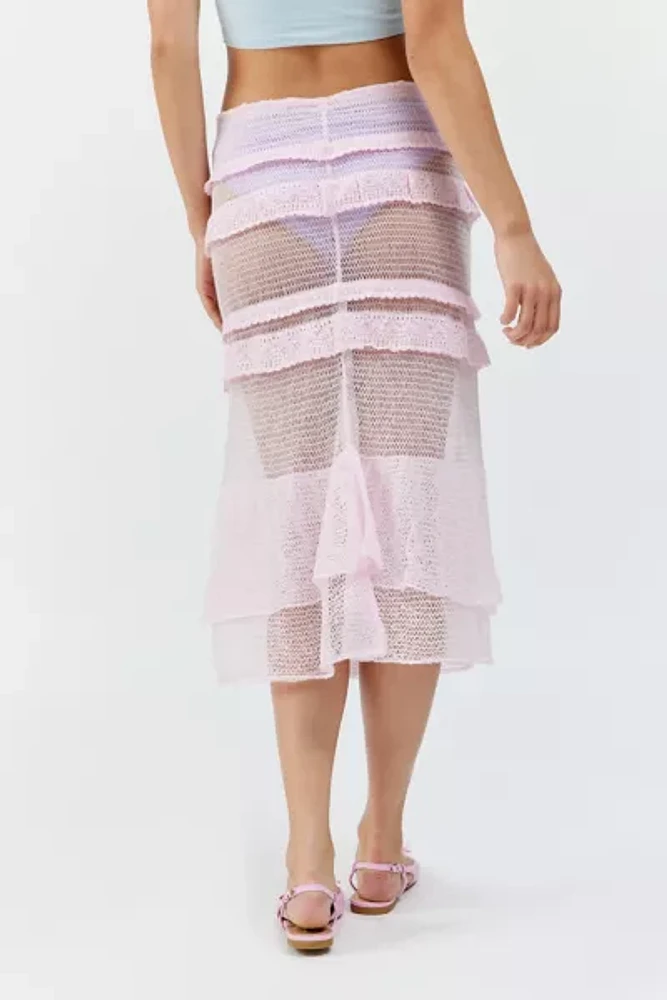 UO Aliaya Sheer Knit Midi Skirt