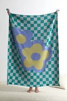 Flower Power Knit Throw Blanket