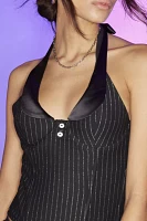 Jaded London Collared Pinstripe Corset Top