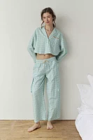 Out From Under PJ Party Cropped Button-Down Top