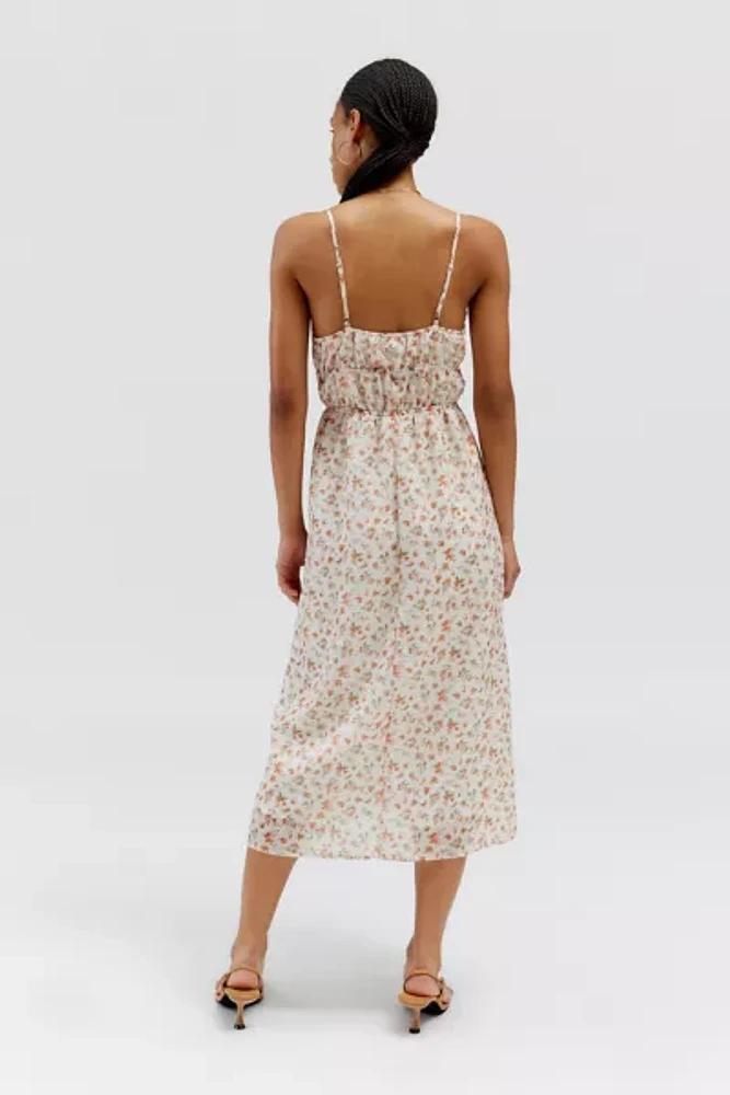 Daisy Street Ruched Floral Midi Dress