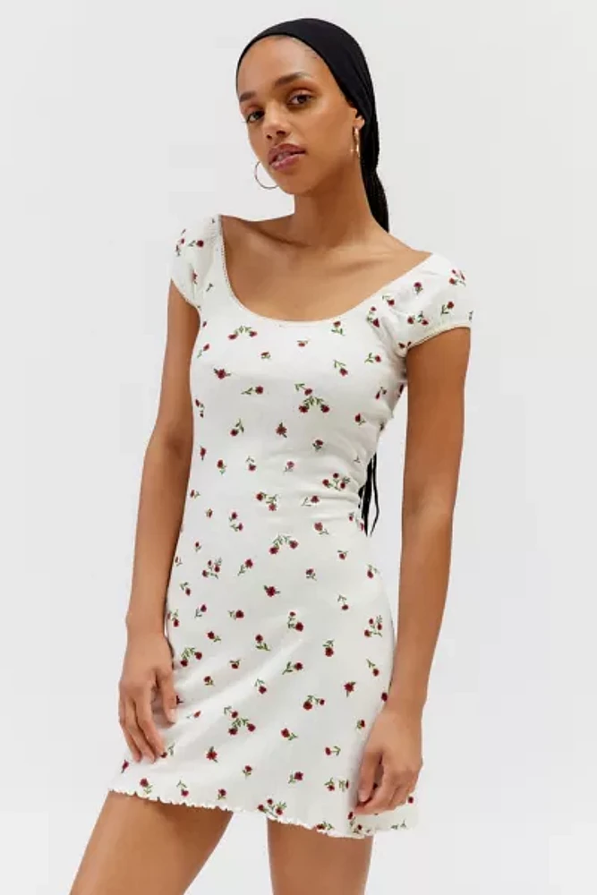 Daisy Street Ditsy Floral Pointelle Mini Dress