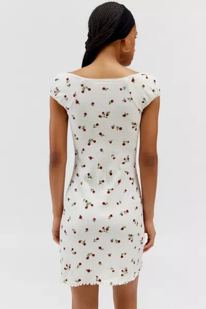 Daisy Street Ditsy Floral Pointelle Mini Dress