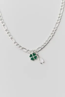 Wishbone & Clover Charm Necklace