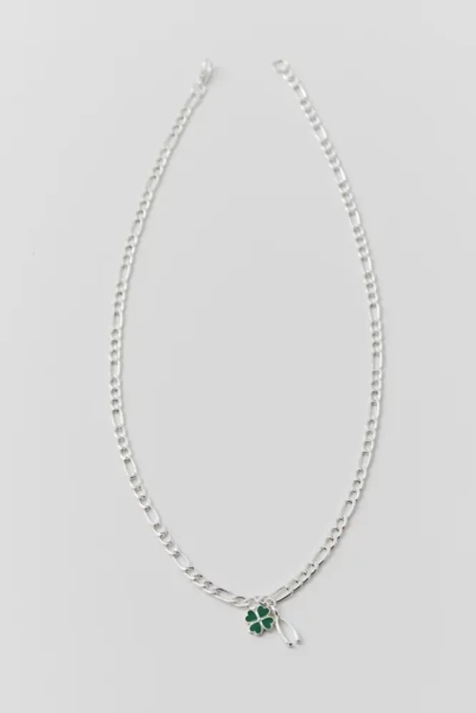 Wishbone & Clover Charm Necklace