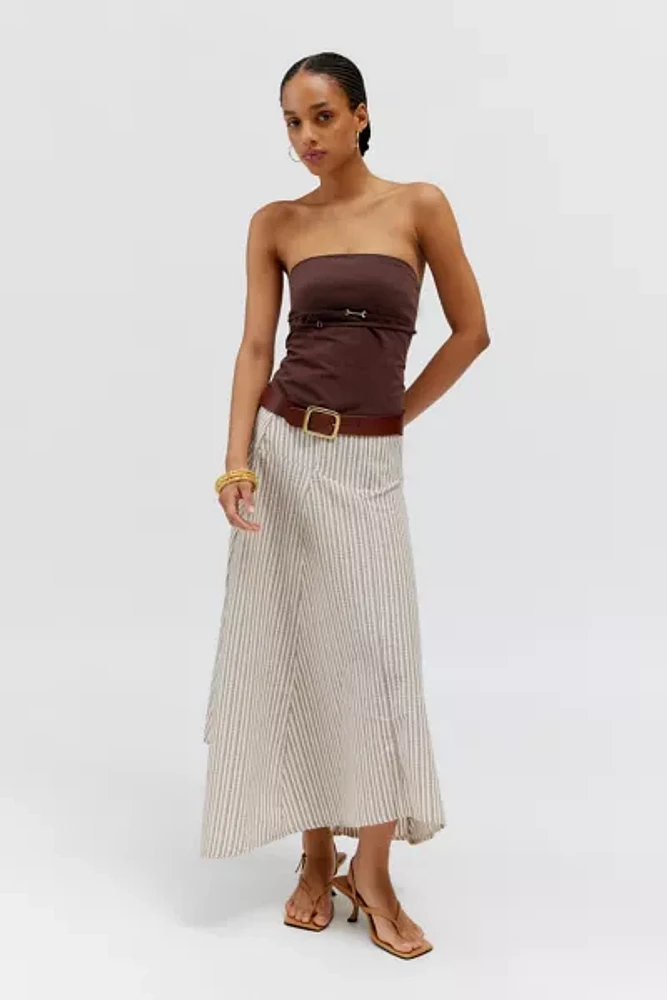 Daisy Street Low-Rise Hanky Hem Midi Skirt