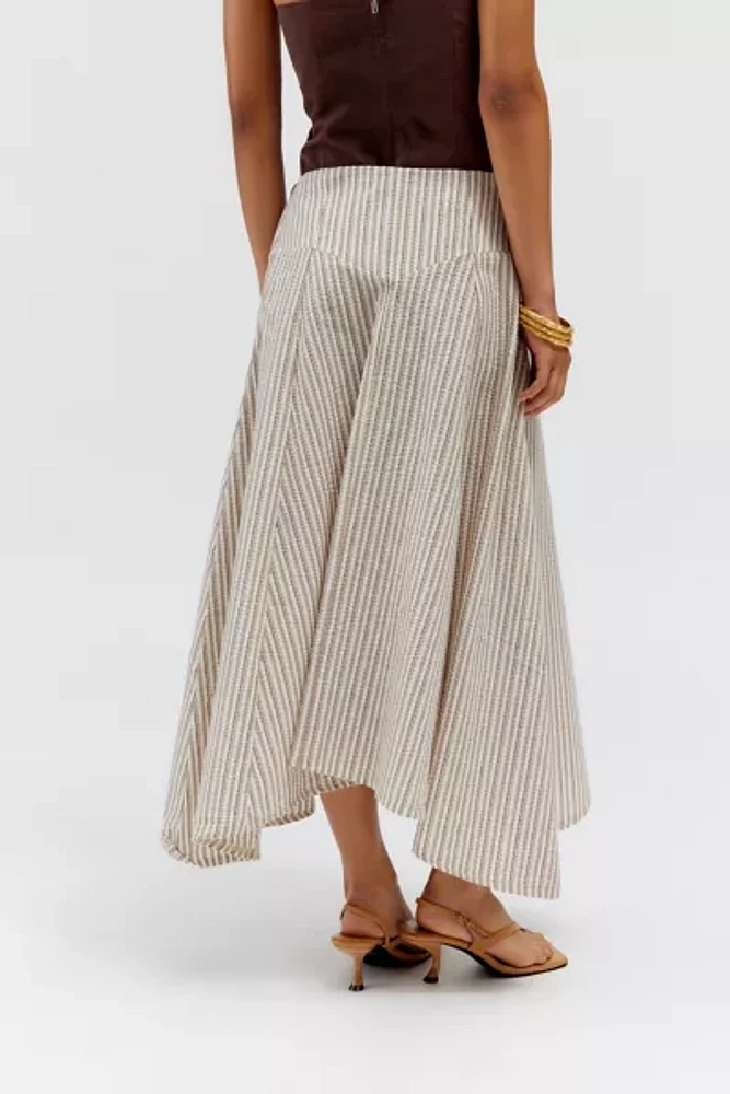 Daisy Street Low-Rise Hanky Hem Midi Skirt