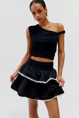 Daisy Street Poplin Tiered Mini Skirt