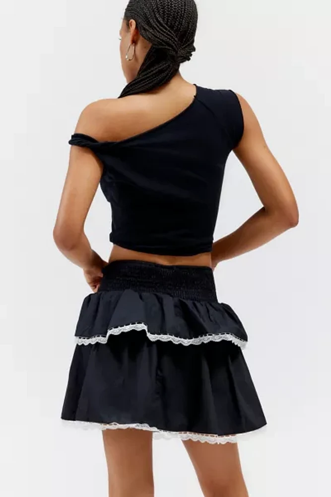 Daisy Street Poplin Tiered Mini Skirt