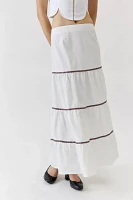 Daisy Street Tiered Embroidered Maxi Skirt