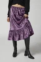 Urban Renewal Parties Remade Velvet Ruffle Hem Midi Skirt