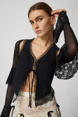 UO Sheer Lace Shrug Top