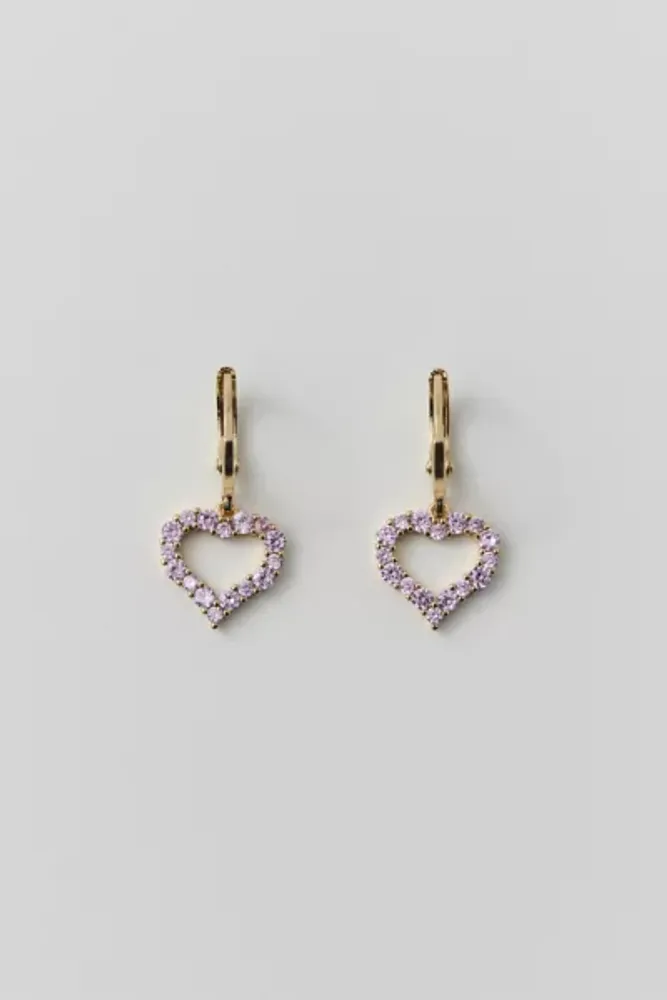 Delicate Rhinestone Heart Hoop Earring