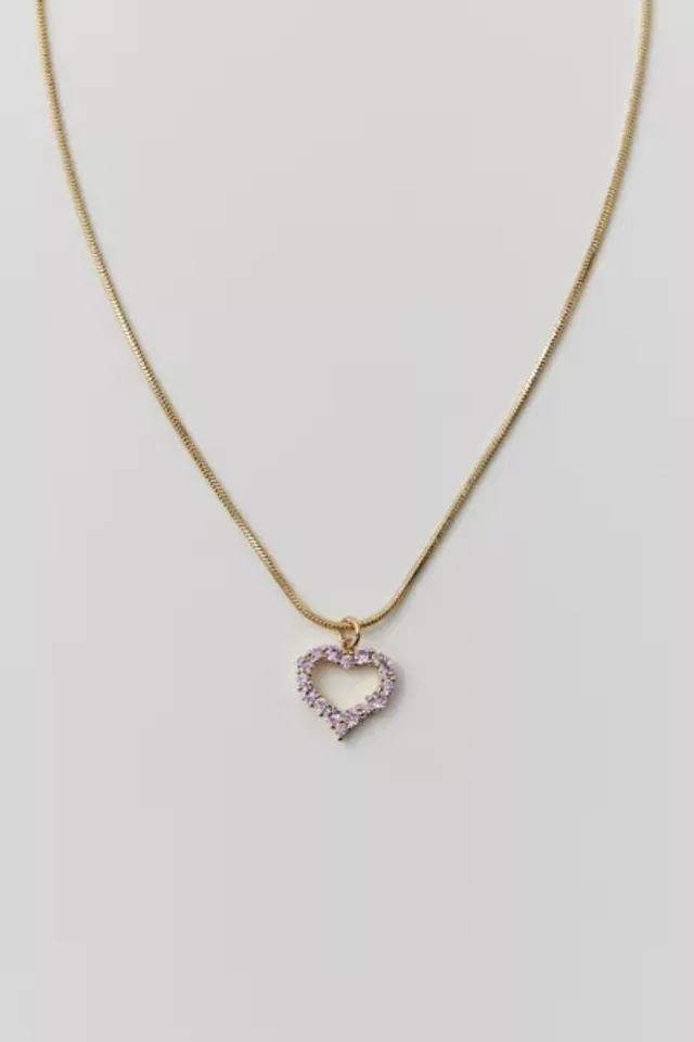 Rhinestone Heart Ribbon Necklace