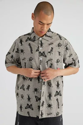 WORSHIP SUPPLIES Creature Gingham Short Sleeve Button-Down Shirt