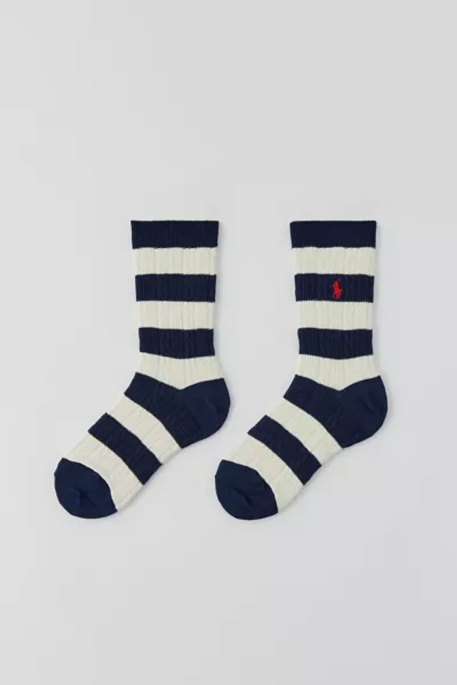 Polo Ralph Lauren Rugby Stripe Cable-Knit Crew Sock