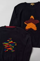 Urban Renewal Remade Crochet Star Patch Crew Neck Sweater