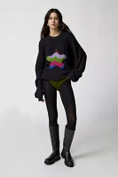 Urban Renewal Remade Crochet Star Patch Crew Neck Sweater