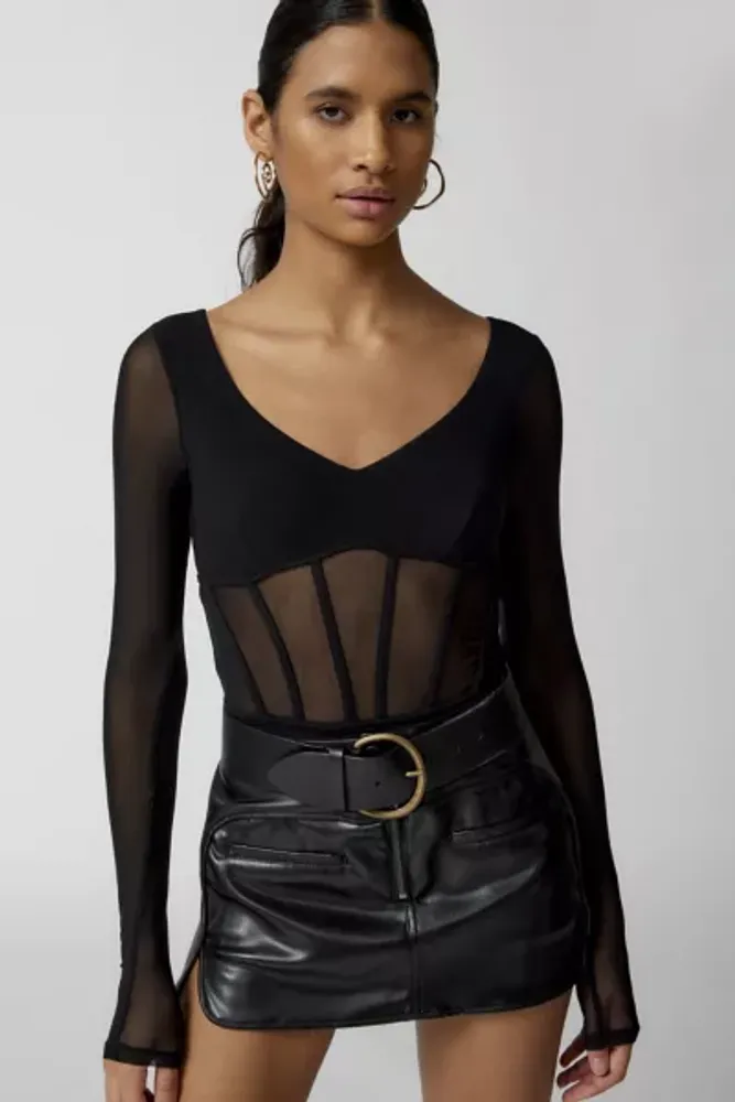 Urban Outfitters Out From Under Kiera Mesh Corset Bodysuit