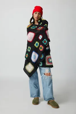 Urban Renewal Vintage Crochet Blanket Shawl