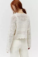UO Pointelle Ruched Sweater