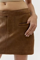 Oval Square Rocky Leather Mini Skirt