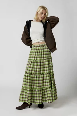Urban Renewal Remnants Flannel Tiered Maxi Skirt