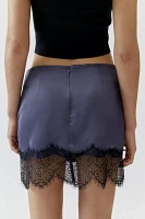 Glamorous Satin Lace-Trim Mini Skirt