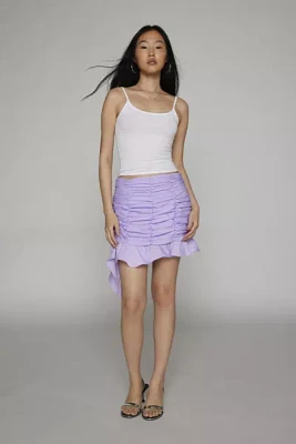 Glamorous Asymmetrical Ruched Mini Skirt