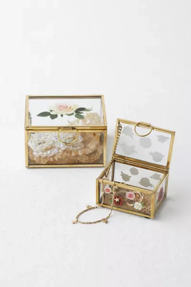Floral Glass Trinket Box