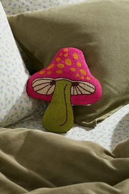 Beaded Mushroom Throw Pillow