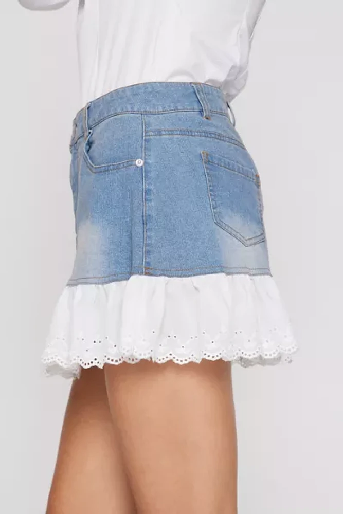 Kimchi Blue Jenny Ruffle Denim Mini Skirt