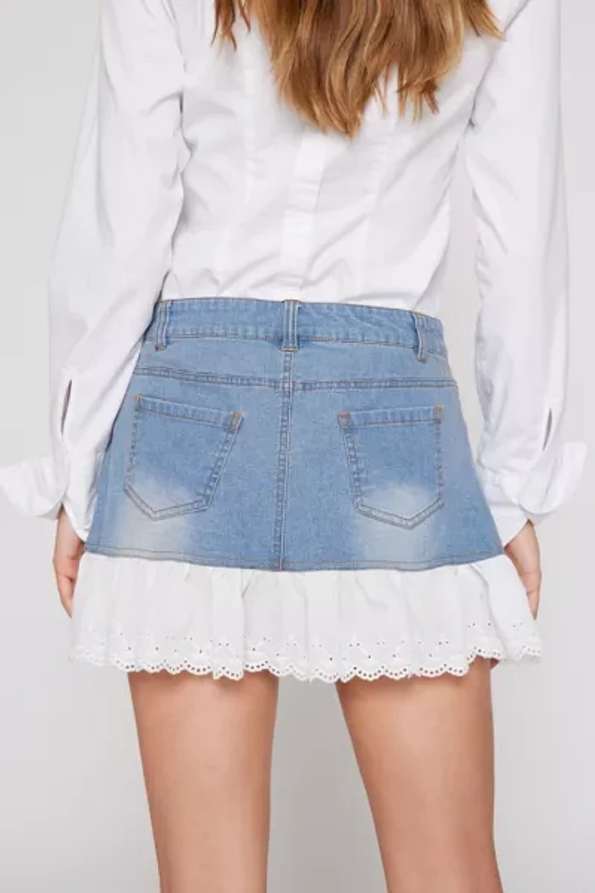 Kimchi Blue Jenny Ruffle Denim Mini Skirt