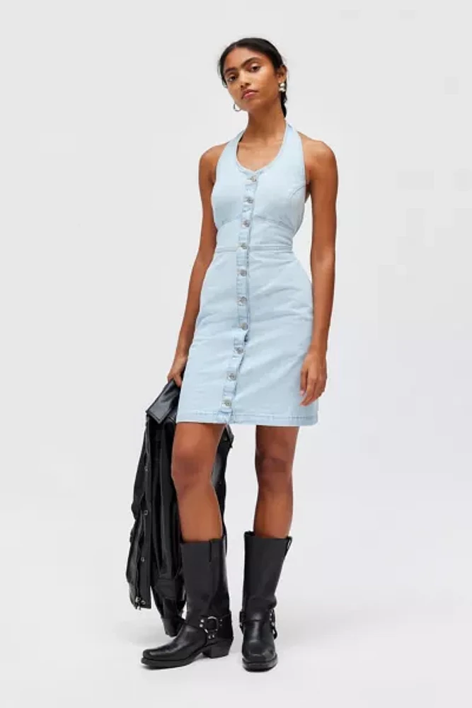 Levi’s® Janeesah Denim Button Front Halter Mini Dress