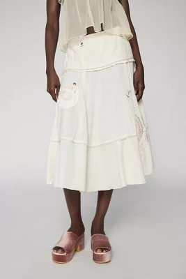 Kimchi Blue Persephone Linen Embroidered Midi Skirt