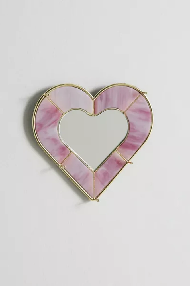 Heart Stained Glass Jewelry Storage Mirror